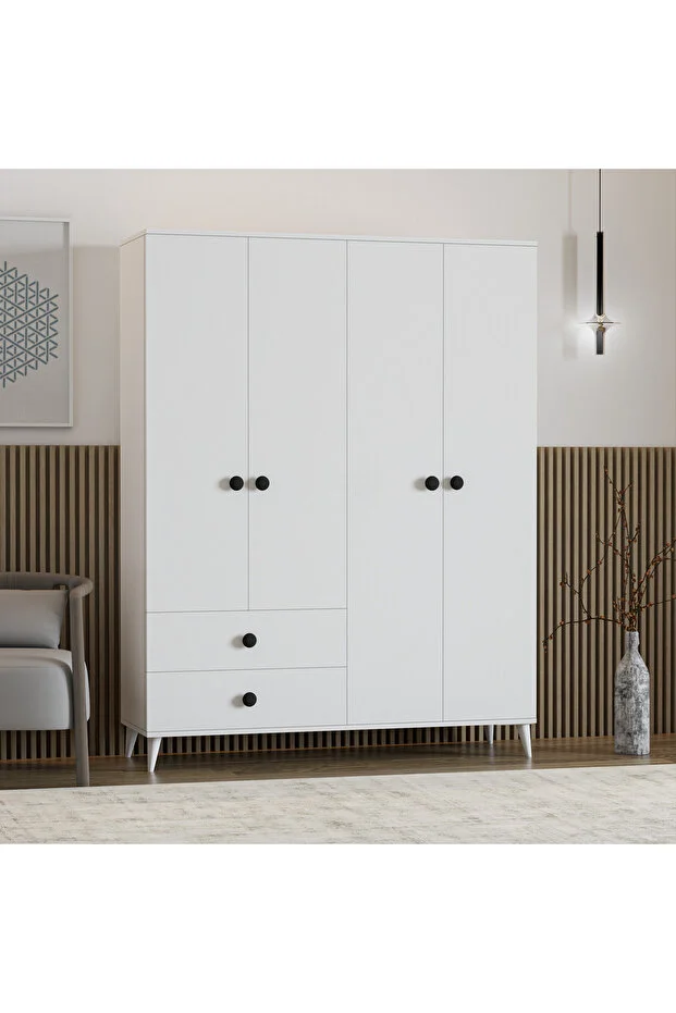 PureOpal Gardırop – 4 Kapak + 2 Çekmece